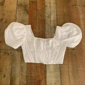 Topshop Puff Sleeve Corset Crop Top | Size 2 | NWT